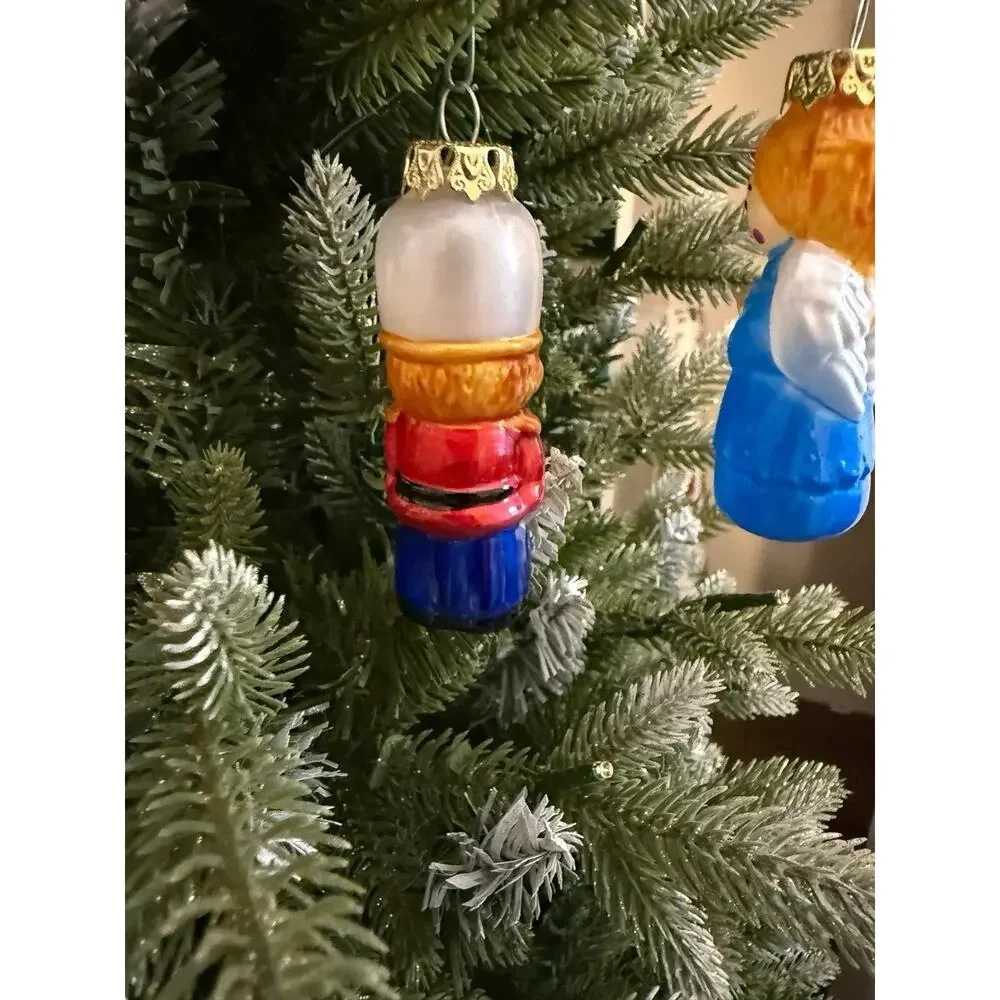 Vtg‎ Silvestri Set Of 4 Glass Christmas Ornament Santa Snowman Angel Nutcracker